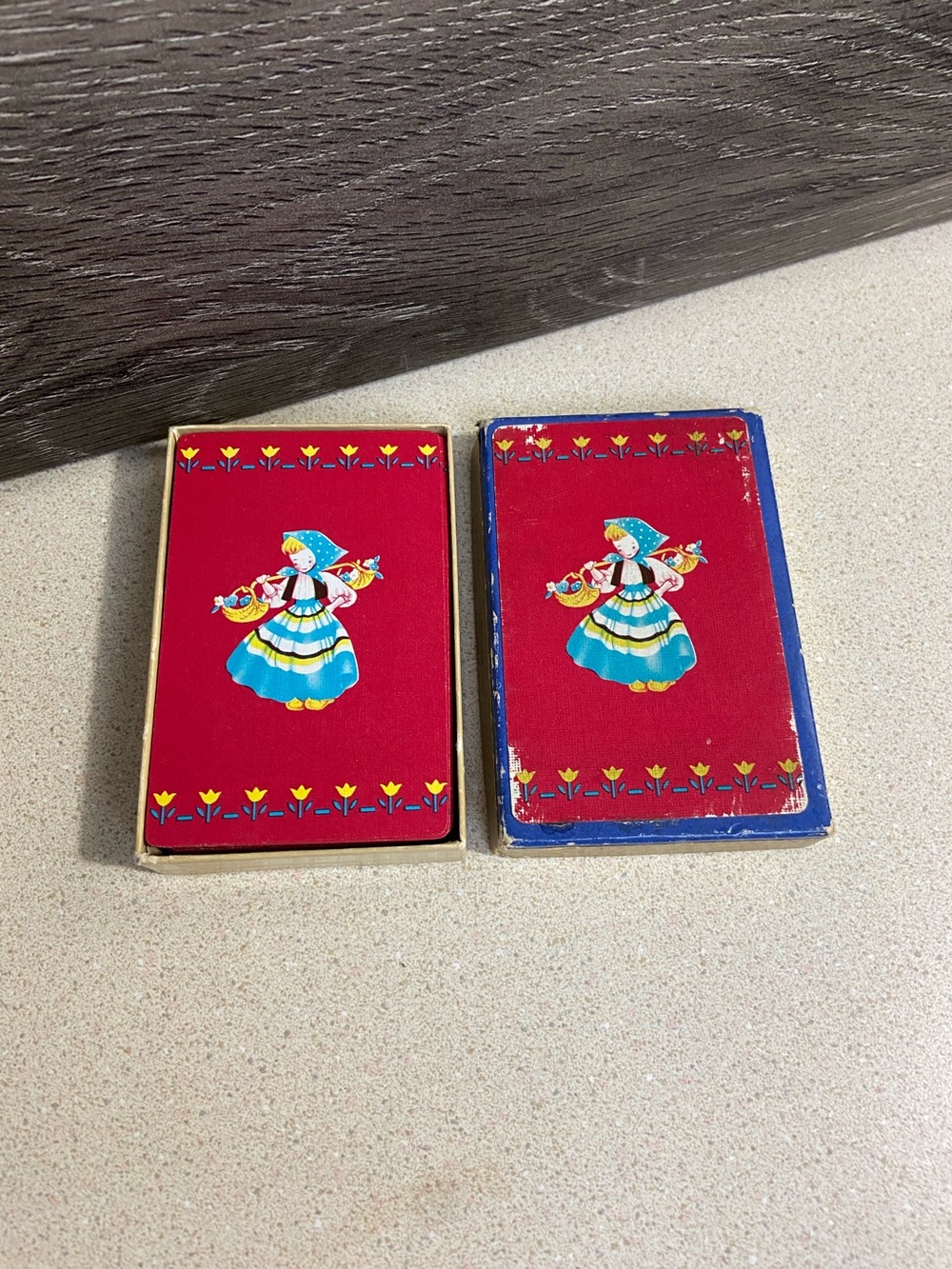 Playing Cards Boxed Set Dutch Girl Swap Playing Cards Vintage 1939 
Mid Century